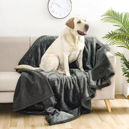 Waterproof Pet Blanket Liquid Pee Proof Dog Blanket for Sofa Bed Couch, Reversible Sherpa Fleece Furniture Protector Cover