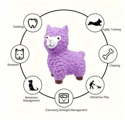 Squeaky Alpaca Dog Toy - Durable Latex Chew For Medium Breeds, Teeth Grinding Fun