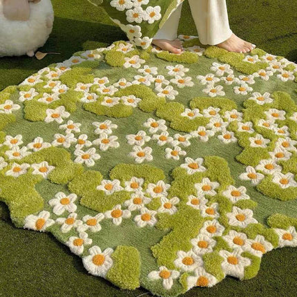 Luxury Moss Rug Hand Tufted Wool Pet Mat Pet Rug