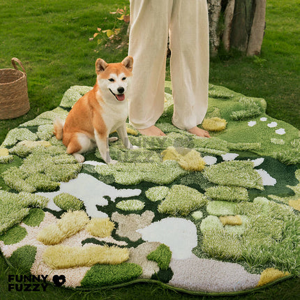 Luxury Moss Rug Hand Tufted Wool Pet Mat Pet Rug