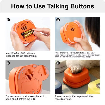 MEWOOFUN Dog Button Record Talking Pet Communication Vocal Training Interactive Toy Bell Ringer With Pad and Sticker Easy To Use