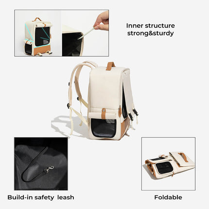 Square Breathable Foldable Portable Designer Pet Carrier Cat Backpack