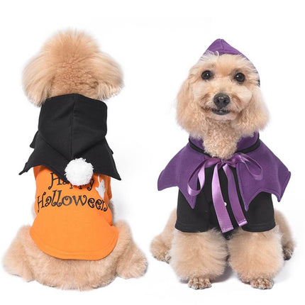 Halloween Pumpkin Funny Two-Piece Sweater and Shawl for Dogs